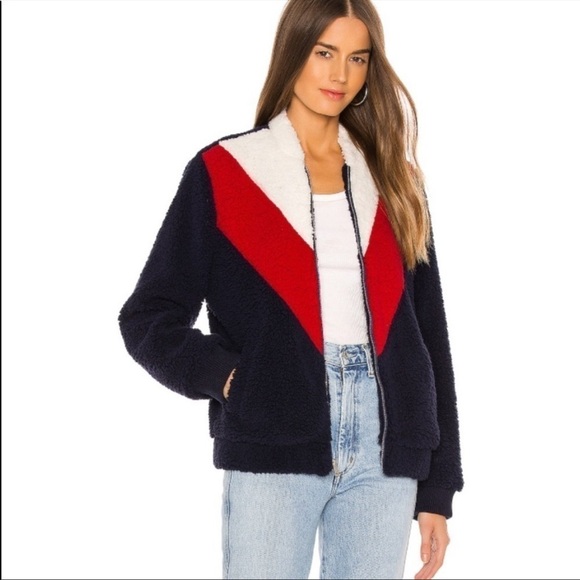 Ugg NWT Annalise Plush Teddy Zip Front Chevron Jacket Size Large in Retro Blue - Picture 11 of 16